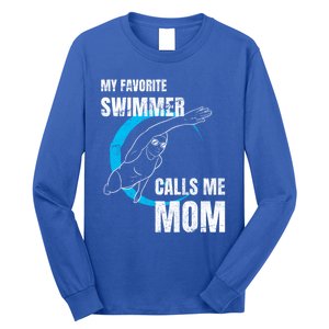 My Favorite Swimmer Calls Me Mom Swimming Mother's Day Gift Long Sleeve Shirt