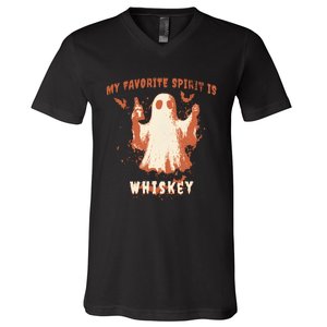 My Favorite Spirit Is Whiskey Halloween V-Neck T-Shirt