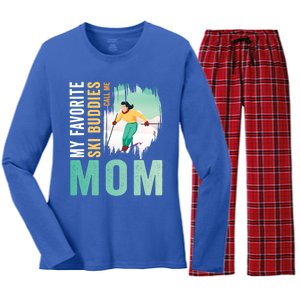 My Favorite Ski Buddies Call Me Mom Skiing For Ski Lovers Gift Women's Long Sleeve Flannel Pajama Set 