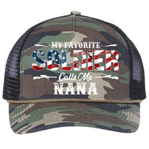 My Favorite Soldier Calls Me Nana Gift Fathers Day Gift Retro Rope Trucker Hat Cap