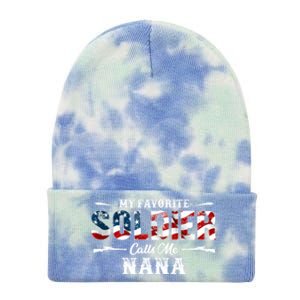 My Favorite Soldier Calls Me Nana Gift Fathers Day Gift Tie Dye 12in Knit Beanie