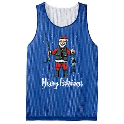 Merry Fishmas Santa Christmas Fisher Gift Mesh Reversible Basketball Jersey Tank