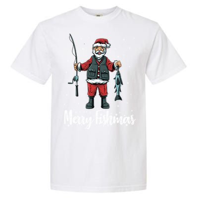 Merry Fishmas Santa Christmas Fisher Gift Garment-Dyed Heavyweight T-Shirt