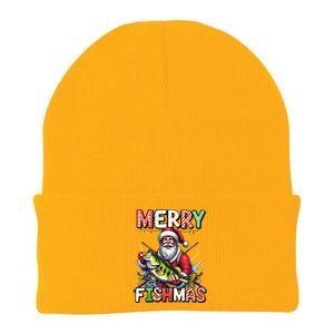 Merry Fishmas Santa Fishing Lovers Funny Fisher Christmas Gift Knit Cap Winter Beanie