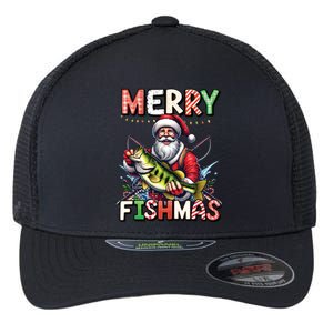 Merry Fishmas Santa Fishing Lovers Funny Fisher Christmas Gift Flexfit Unipanel Trucker Cap