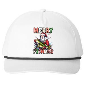 Merry Fishmas Santa Fishing Lovers Funny Fisher Christmas Gift Snapback Five-Panel Rope Hat