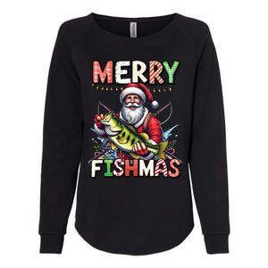 Merry Fishmas Santa Fishing Lovers Funny Fisher Christmas Gift Womens California Wash Sweatshirt