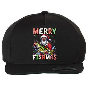 Merry Fishmas Santa Fishing Lovers Funny Fisher Christmas Gift Wool Snapback Cap