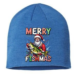 Merry Fishmas Santa Fishing Lovers Funny Fisher Christmas Gift Sustainable Beanie