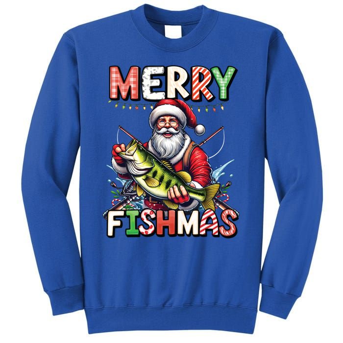 Merry Fishmas Santa Fishing Lovers Funny Fisher Christmas Gift Tall Sweatshirt