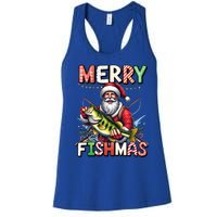 Merry Fishmas Santa Fishing Lovers Funny Fisher Christmas Gift Women's Racerback Tank