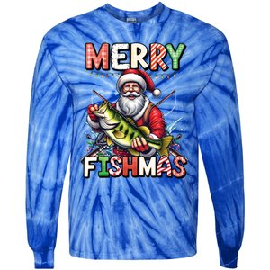 Merry Fishmas Santa Fishing Lovers Funny Fisher Christmas Gift Tie-Dye Long Sleeve Shirt