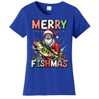 Merry Fishmas Santa Fishing Lovers Funny Fisher Christmas Gift Women's T-Shirt