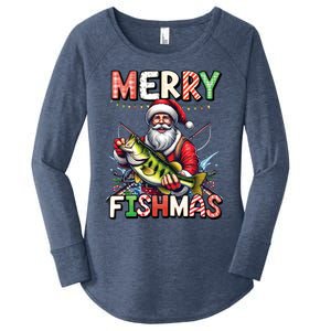 Merry Fishmas Santa Fishing Lovers Funny Fisher Christmas Gift Women's Perfect Tri Tunic Long Sleeve Shirt