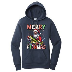 Merry Fishmas Santa Fishing Lovers Funny Fisher Christmas Gift Women's Pullover Hoodie