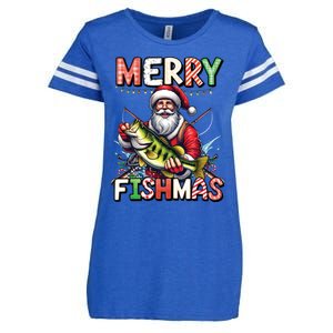 Merry Fishmas Santa Fishing Lovers Funny Fisher Christmas Gift Enza Ladies Jersey Football T-Shirt