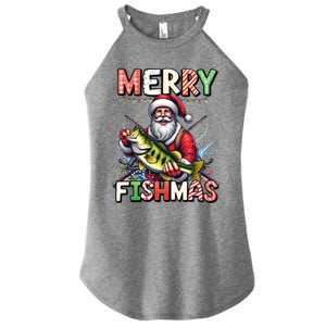 Merry Fishmas Santa Fishing Lovers Funny Fisher Christmas Gift Women's Perfect Tri Rocker Tank