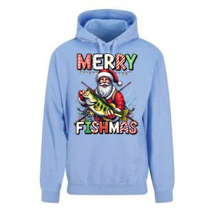 Merry Fishmas Santa Fishing Lovers Funny Fisher Christmas Gift Unisex Surf Hoodie