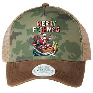 Merry Fishmas Santa Fishing Lovers Funny Fisher Christmas Funny Gift Legacy Tie Dye Trucker Hat