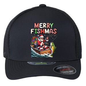 Merry Fishmas Santa Fishing Lovers Funny Fisher Christmas Funny Gift Flexfit Unipanel Trucker Cap