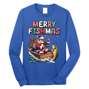 Merry Fishmas Santa Fishing Lovers Funny Fisher Christmas Funny Gift Long Sleeve Shirt