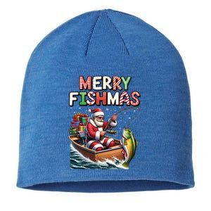 Merry Fishmas Santa Fishing Lovers Funny Fisher Christmas Funny Gift Sustainable Beanie