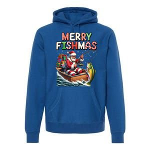 Merry Fishmas Santa Fishing Lovers Funny Fisher Christmas Funny Gift Premium Hoodie