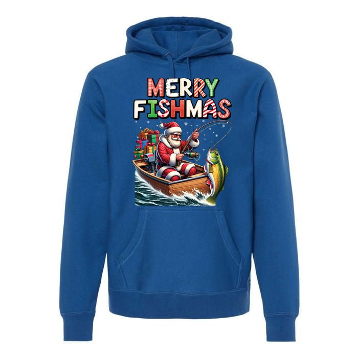 Merry Fishmas Santa Fishing Lovers Funny Fisher Christmas Funny Gift Premium Hoodie