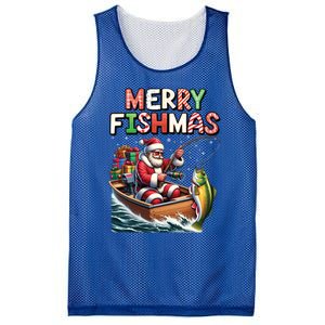 Merry Fishmas Santa Fishing Lovers Funny Fisher Christmas Funny Gift Mesh Reversible Basketball Jersey Tank