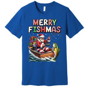 Merry Fishmas Santa Fishing Lovers Funny Fisher Christmas Funny Gift Premium T-Shirt