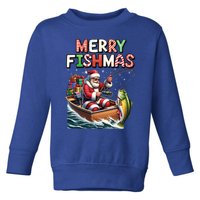 Merry Fishmas Santa Fishing Lovers Funny Fisher Christmas Funny Gift Toddler Sweatshirt