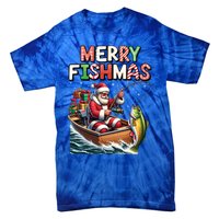 Merry Fishmas Santa Fishing Lovers Funny Fisher Christmas Funny Gift Tie-Dye T-Shirt