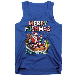 Merry Fishmas Santa Fishing Lovers Funny Fisher Christmas Funny Gift Tank Top