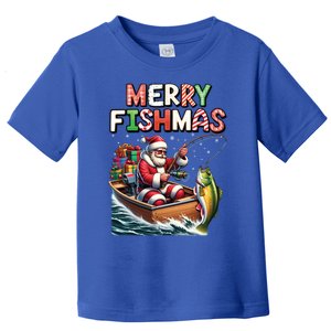 Merry Fishmas Santa Fishing Lovers Funny Fisher Christmas Funny Gift Toddler T-Shirt