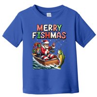 Merry Fishmas Santa Fishing Lovers Funny Fisher Christmas Funny Gift Toddler T-Shirt