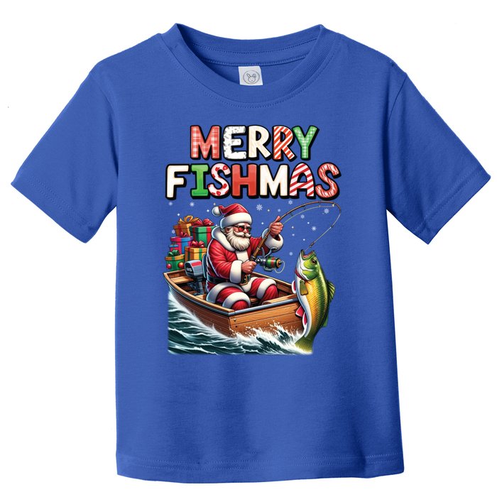 Merry Fishmas Santa Fishing Lovers Funny Fisher Christmas Funny Gift Toddler T-Shirt