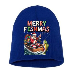 Merry Fishmas Santa Fishing Lovers Funny Fisher Christmas Funny Gift Short Acrylic Beanie