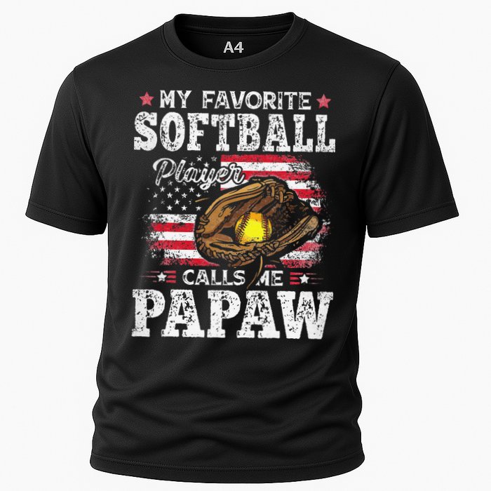 My Favorite Softball Player Calls Me Papaw American Flag Performance Shirt