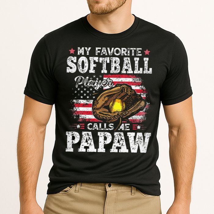 My Favorite Softball Player Calls Me Papaw American Flag Performance Shirt