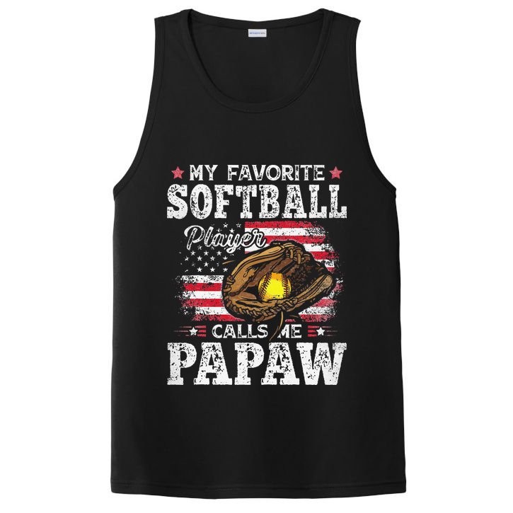 My Favorite Softball Player Calls Me Papaw American Flag PosiCharge Competitor Tank