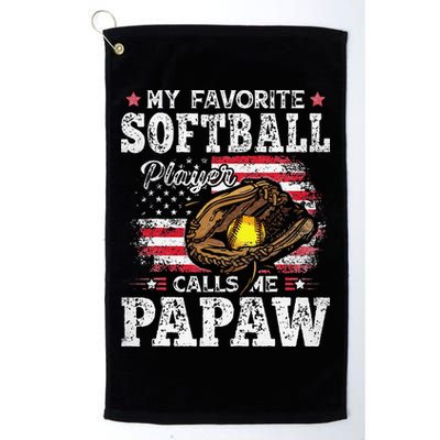 My Favorite Softball Player Calls Me Papaw American Flag Golf Towel