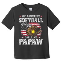 My Favorite Softball Player Calls Me Papaw American Flag Toddler T-Shirt
