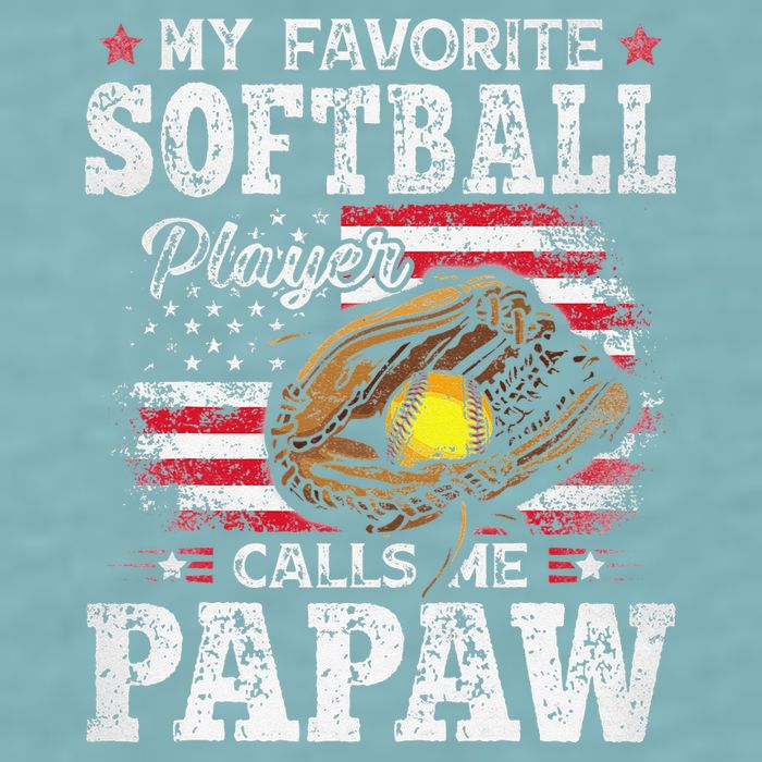 My Favorite Softball Player Calls Me Papaw American Flag Sueded Cloud Jersey T-Shirt