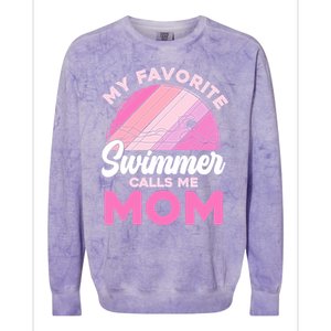 My Favorite Swimmer Calls Me Mom Mothers Day Retro Swimming Colorblast Crewneck Sweatshirt