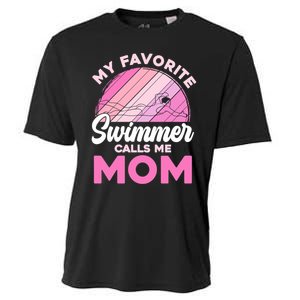 My Favorite Swimmer Calls Me Mom Mothers Day Retro Swimming Cooling Performance Crew T-Shirt