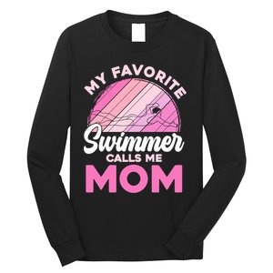 My Favorite Swimmer Calls Me Mom Mothers Day Retro Swimming Long Sleeve Shirt