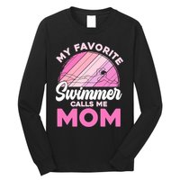 My Favorite Swimmer Calls Me Mom Mothers Day Retro Swimming Long Sleeve Shirt