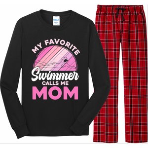 My Favorite Swimmer Calls Me Mom Mothers Day Retro Swimming Long Sleeve Pajama Set