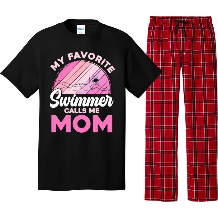 My Favorite Swimmer Calls Me Mom Mothers Day Retro Swimming Pajama Set