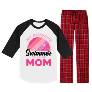 My Favorite Swimmer Calls Me Mom Mothers Day Retro Swimming Raglan Sleeve Pajama Set